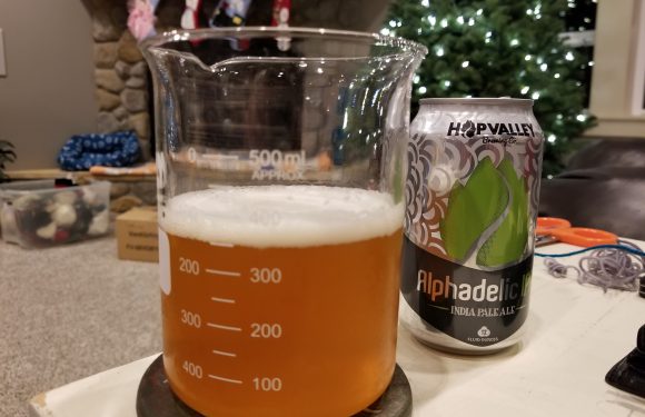 Hop Valley Alphadelic IPA (in a can)<span class='yasr-stars-title-average'><div class='yasr-stars-title yasr-rater-stars'
                           id='yasr-overall-rating-rater-c7c6772dfa90f'
                           data-rating='4.3'
                           data-rater-starsize='16'>
                       </div></span>
