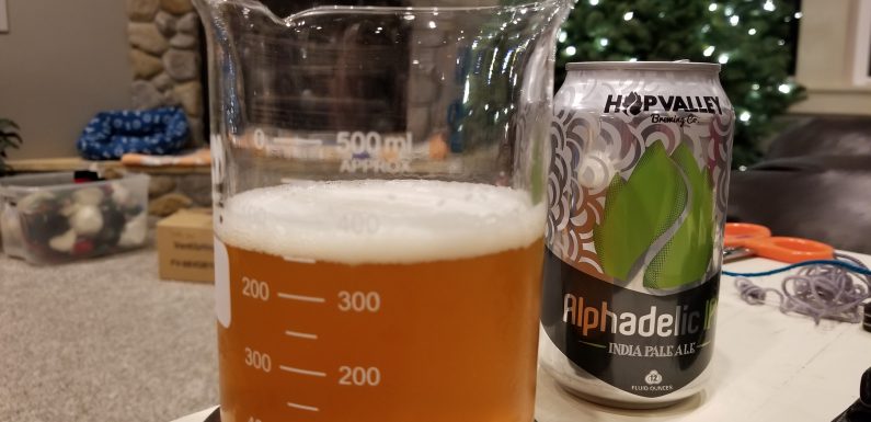 Hop Valley Alphadelic IPA (in a can)<span class='yasr-stars-title-average'><div class='yasr-stars-title yasr-rater-stars'
                           id='yasr-overall-rating-rater-1918cc803aec6'
                           data-rating='4.3'
                           data-rater-starsize='16'>
                       </div></span>